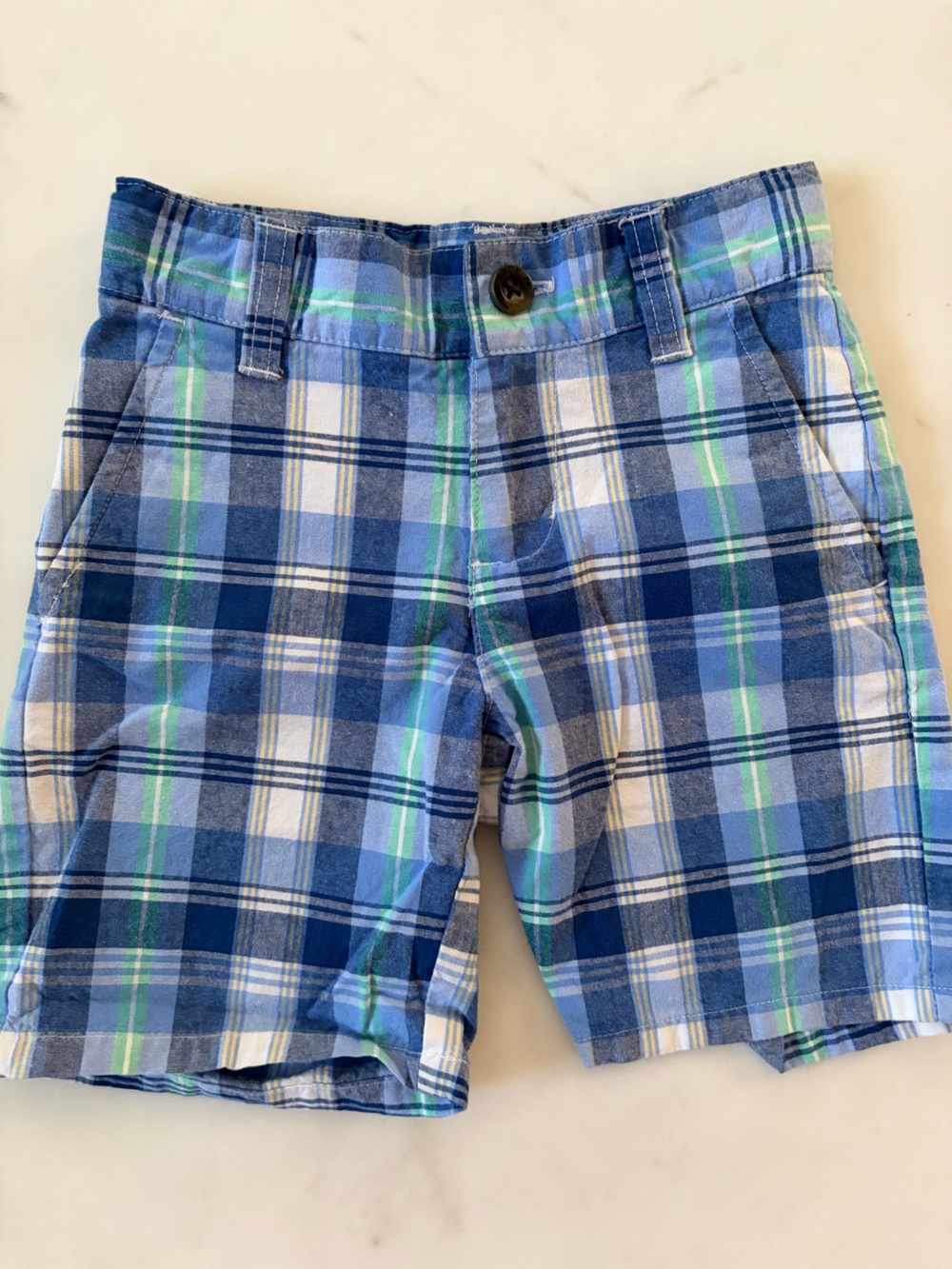 Janie and Jack Blue Plaid Cotton Shorts